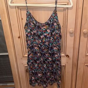 H&M black with floral print romper, size 8